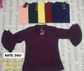 Women's Bell Sleeve V-Neck Top in Dark Plum, Peach, Teal Green, Yellow, Maroon and Navy Blue – D.N. 368