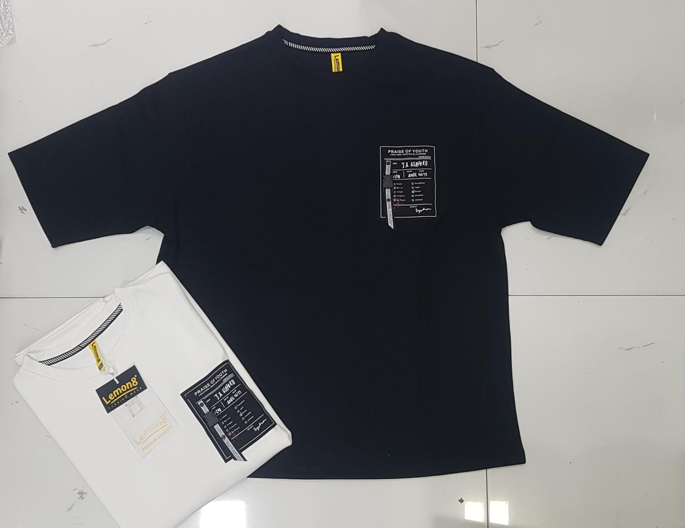 Men's Praise of Youth Oversized Drop-Shoulder T-Shirt in Black and White with typographic chest graphic print