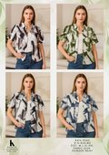 Women's Giva Powder Print Shirt – Short Sleeve Shacket | Zero+1