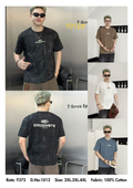 T-Seven Daoginste Washed Tonal Print Oversized Round Neck T-Shirt D.No.1012 - Black Brown White Blue - 2XL 3XL 4XL