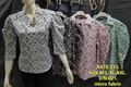 Micro Fabric Ethnic Print Collar Top in Grey Black Pink and Mint Green - Kapachi Clothing