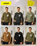 Men's NOW Badge Patch Crew Neck Sweatshirt in 6 earth tone colours - Olive, Charcoal, Sage, Tan, Black and Moss Green