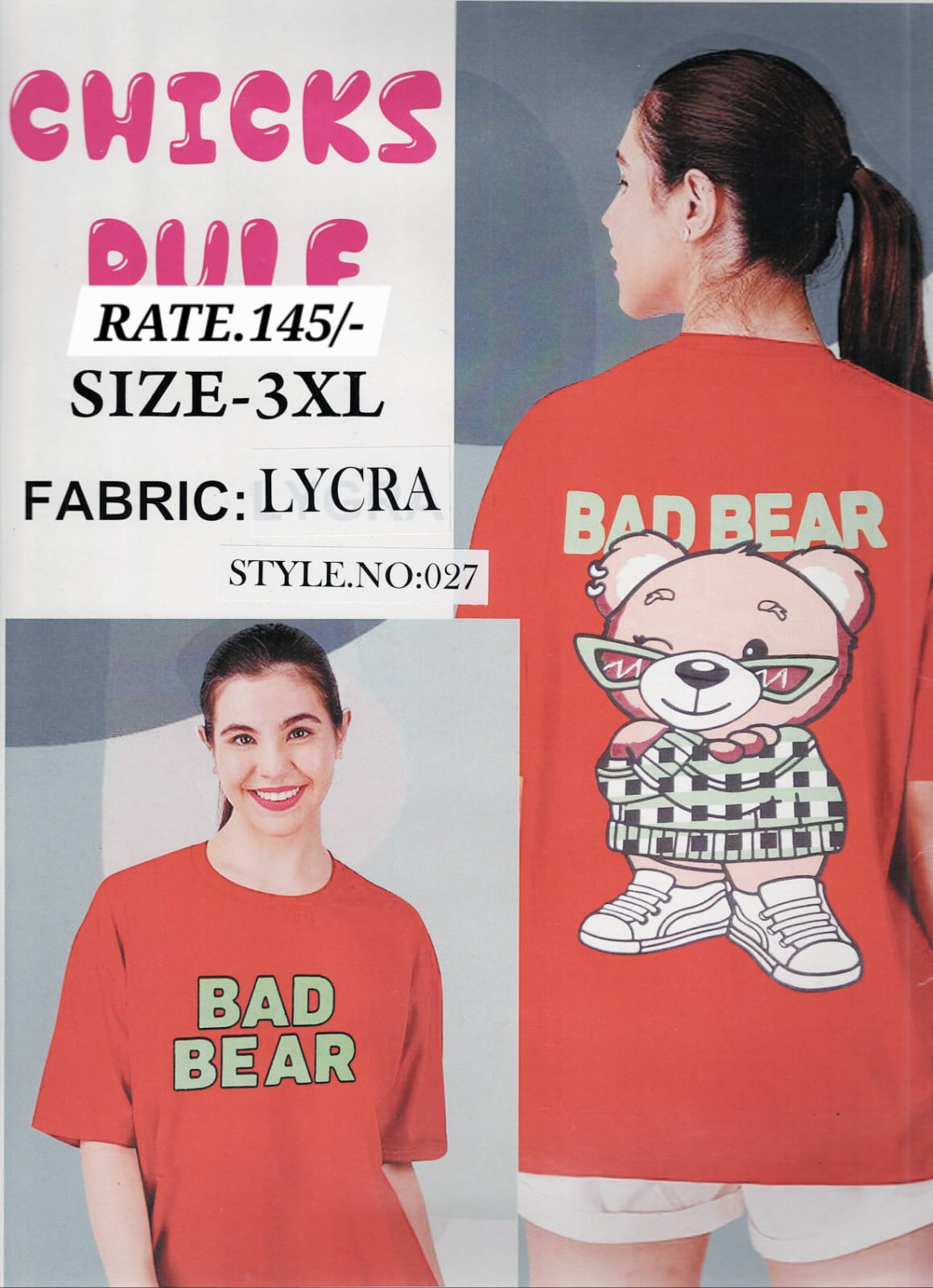 Bad Bear Women's Oversized Graphic T-Shirt – Lycra Fabric | Chicksrule