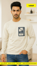 Men's GEO Vintage Graphic Crew Neck Sweatshirt in Cream colour with editorial chest print