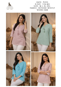 DN 154-MS Embroidered Rayon Tunic Top in Blush Pink, Mint Green, Sky Blue and Rose - Whifly Work Embroidery