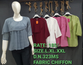 Women's Double Layer Cape Chiffon Top in Steel Blue, Maroon, White, Hot Pink and Olive Green – D.N. 323MS