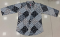 Patchwork Block Print Full Sleeve Shirt in Black, Grey and White - Cotton Blend Ethnic Fusion Top