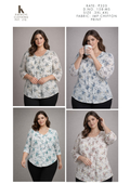 Floral Printed Imported Chiffon Top for Women - Plus Size 3XL 4XL - D.No. 158-MS - Kapachi Clothing