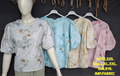 Miss Kapachi D.N. 616 Floral Print Puff Sleeve Top in Grey-Blue, Sky Blue, Cream and Blush Pink – front view