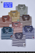 Purple Haze Striped Collar Half Sleeve Polo T-Shirt in multiple colour combinations with character embroidery patches
