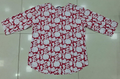 Women's Magenta White Floral Print Kurti Top 3/4 Sleeve Curved Hem - Kapachi Clothing