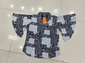 Patchwork Floral Print Butterfly Sleeve Top – Navy Blue, White, Pink & Teal – Kapachi Clothing