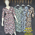 Patchwork Print Flared Midi Dress for Women - V-Neck Empire Waist - Sizes L XL XXL - 4 Colour Variants - D.No. 421 - Kapachi Clothing