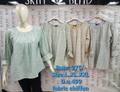 Ditsy Print Chiffon Gathered Yoke Ruffle Cuff Top D.N. 499 – Mint, Sage, Cream, Blue – Kapachi Clothing