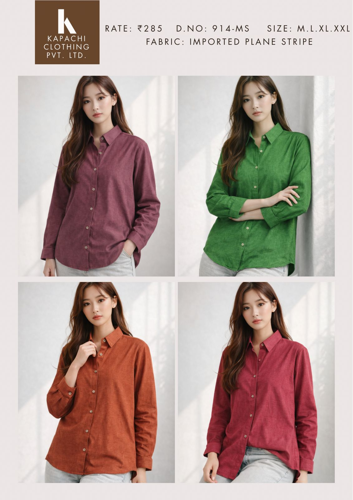 Women's Imported Plain Stripe Full Sleeve Shirt – Relaxed Fit | Miss Kapachi