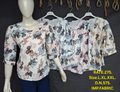 Women's Watercolour Floral Print Top – Short Puff Sleeve | Imported Fabric | Zero+1