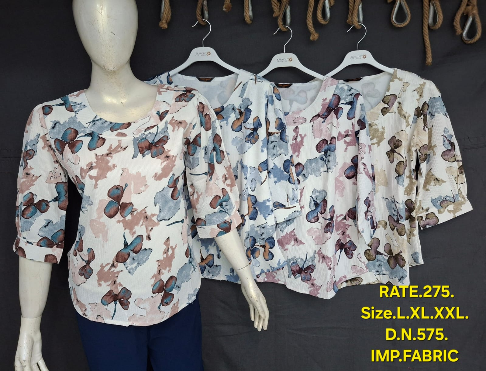 Women's Watercolour Floral Print Top – Short Puff Sleeve | Imported Fabric | Zero+1